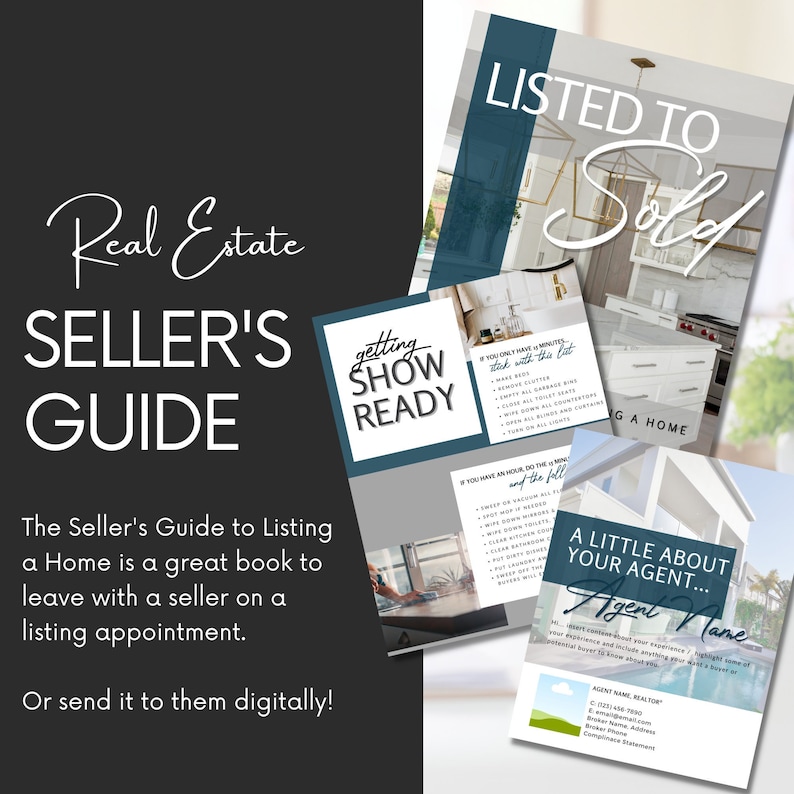 Seller Guide Real Estate Marketing Canva Realtor Agent Etsy