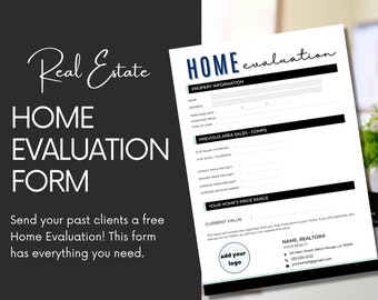 Home Evaluation Form | Real Estate | Canva | Transaction Coordinator | Realtor | Client