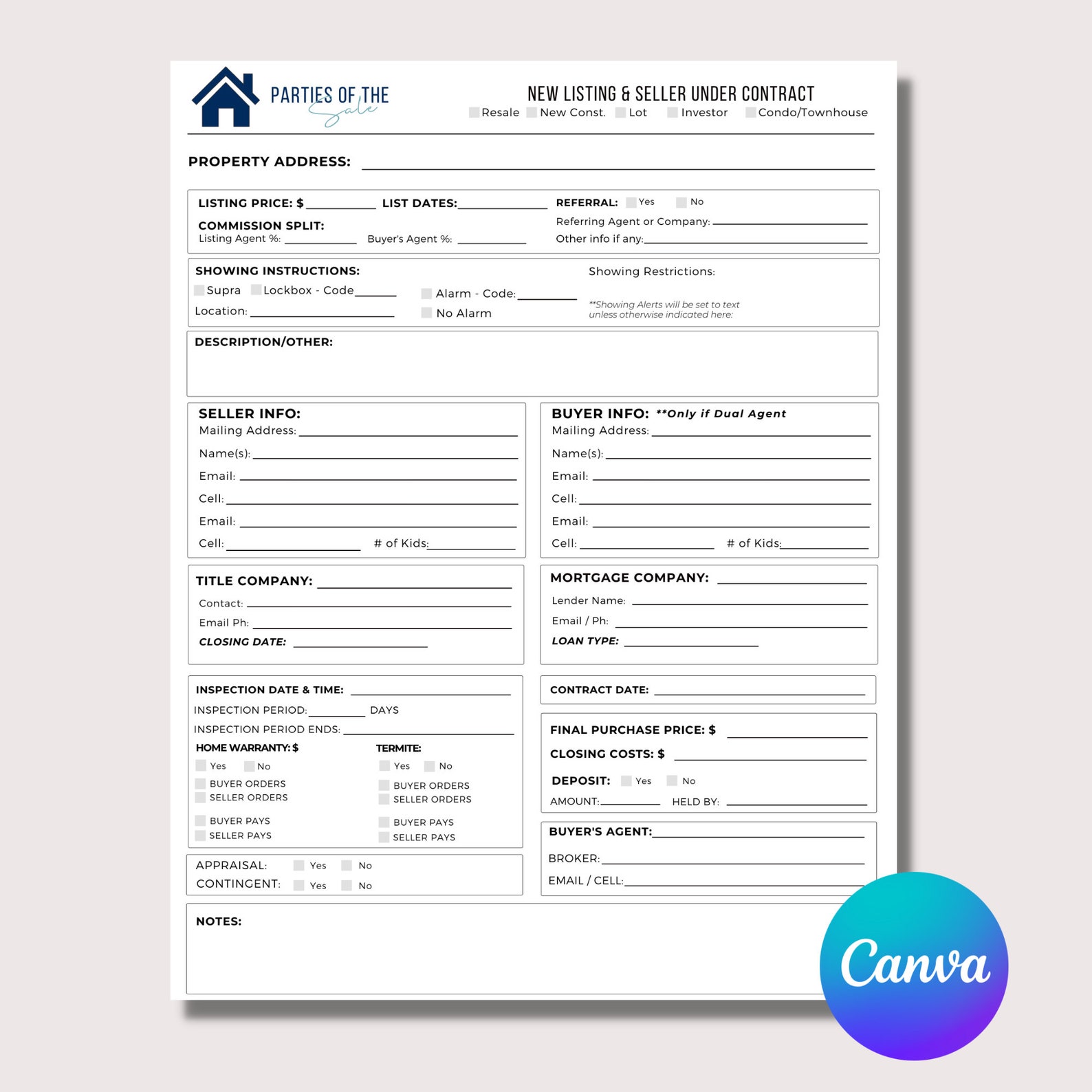 Checklist for Real Estate Transaction Coordinator Template Canva ...