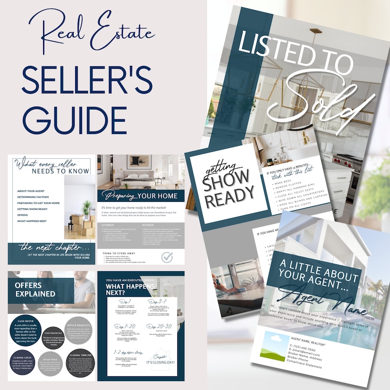 Seller Guide Real Estate Marketing Canva Realtor Agent Etsy
