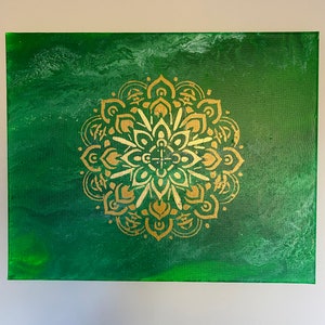 Anahata Heart Chakra Abundance abstract fluid pour painting