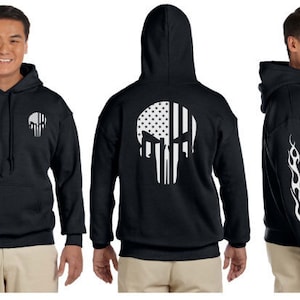 Flag Punisher Pullover Hoodie - Reflective Silver