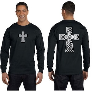 Celtic Cross Long Sleeve Tee - Reflective Silver