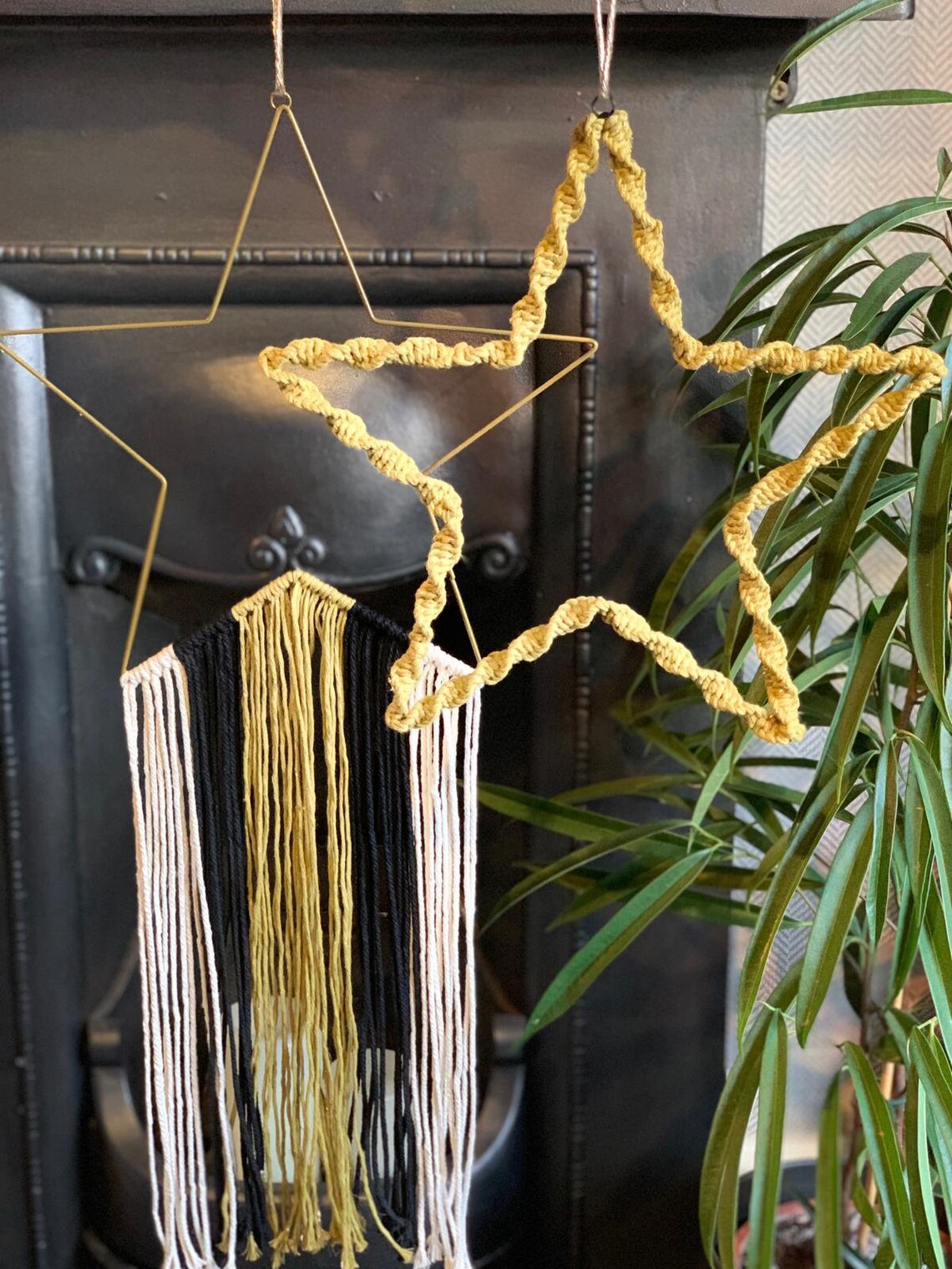 Macrame Fringed Metal Star Wall Hanging With LED Warm White Lighting Etsy