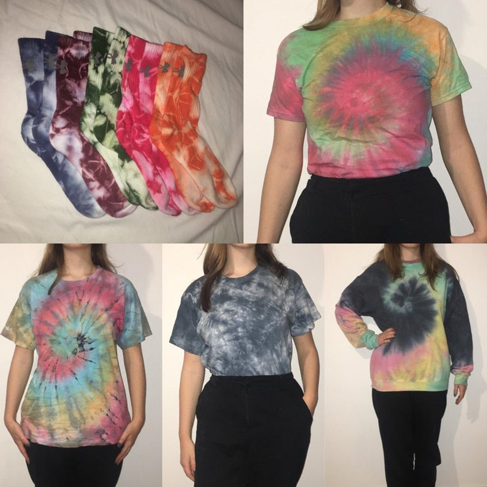 Acid wash TShirt Black/Navy Tie Dye/acid wash Tee Handmade Etsy