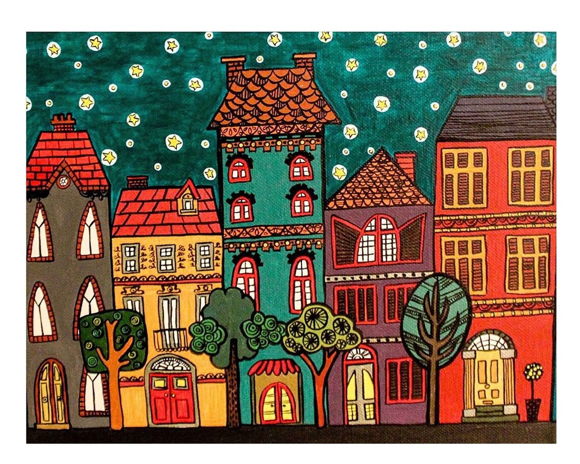HOUSESacrylic painting on canvas. Original Art workHome & Etsy