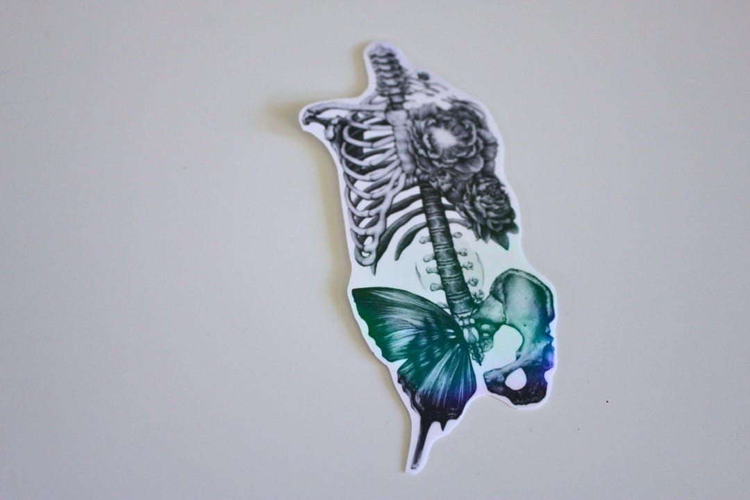 Holographic Axial Skeleton Sticker - Black + White - Etsy