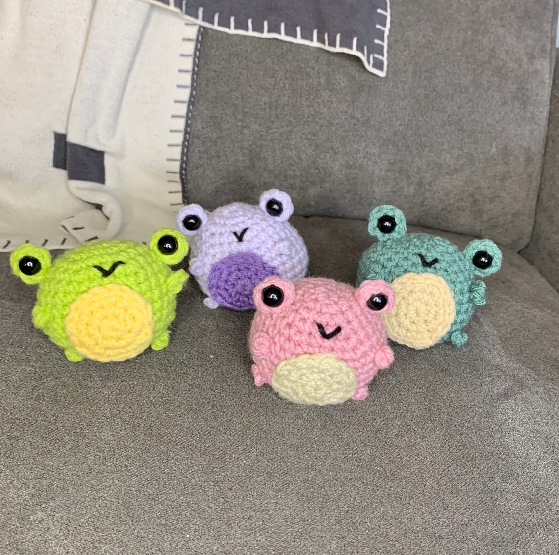 Crochet Mini Frogs Plush Keychain Bag Charm Stuffed Animal Etsy