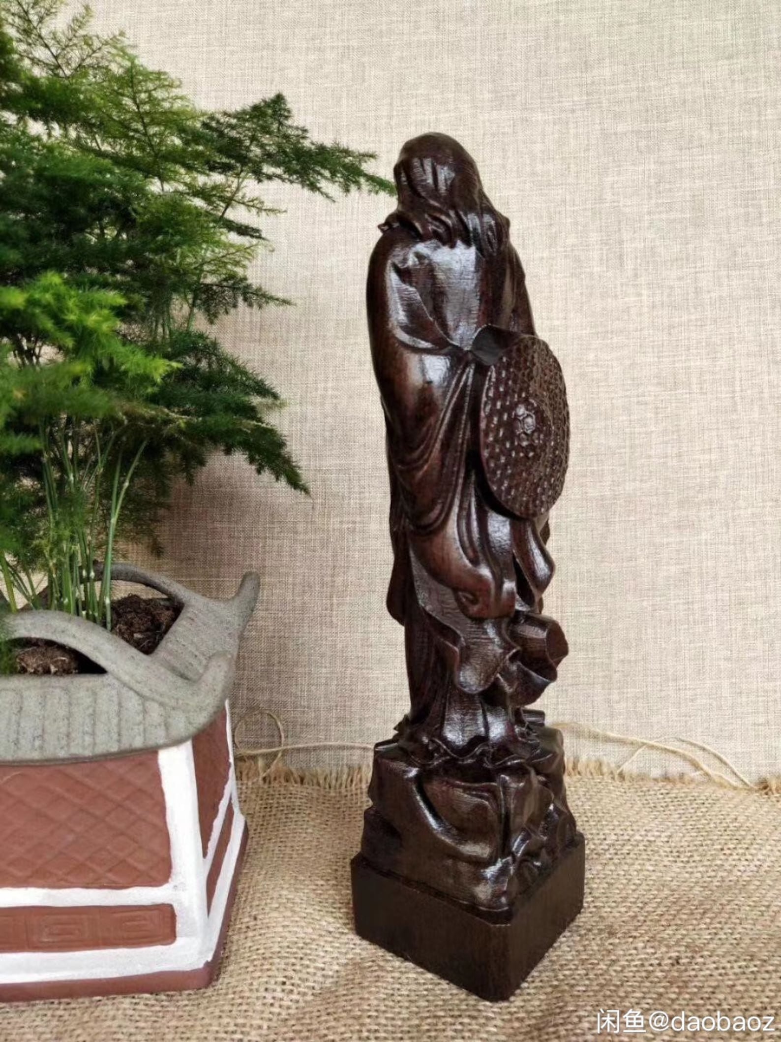 Antique Woodenstatue of a Classical Chinese Old Man22cm Etsy