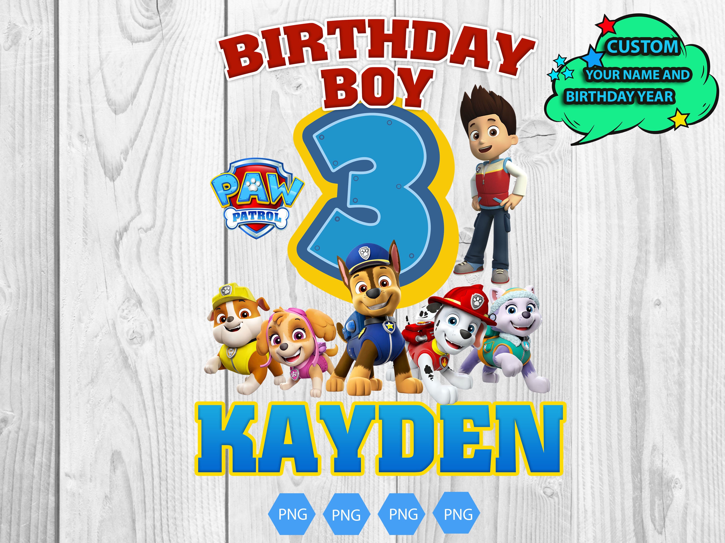 Paw Patrol Birthday PNGPaw Patrol Birthday Boy PngFamily Paw | Etsy