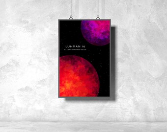 Luhman 16 Astronomy Poster / Stars / Art Print / Space Art / Astrophysics / Star maps / Wall Prints / Sci Fi / Vintage Posters