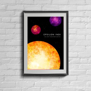 Epsilon Indi Star Art / Astronomie Poster / Wissenschaftsposter Lernposter / Konstellation / Sterne / Sternenkarte / Download / Weltall Kunstdruck