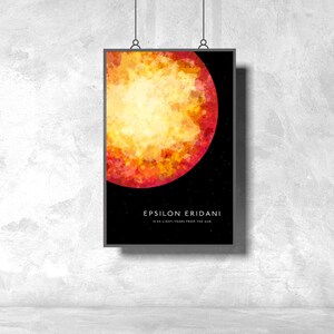 Epsilon Eridani Poster / Astronomie Kunst / Sternen Kunst / Konstellation / Kunstdruck / Sci Fi / Vintage Poster / Alien Kunst / Sonnensystem