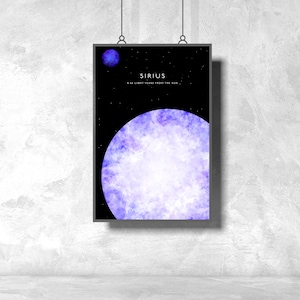 Poster Sirius / Astronomie Kunst / Sternbild / Sterne / Astrophysik / Sternenkarten / Sci Fi / Space Art / Vintage Poster / zum Ausdrucken