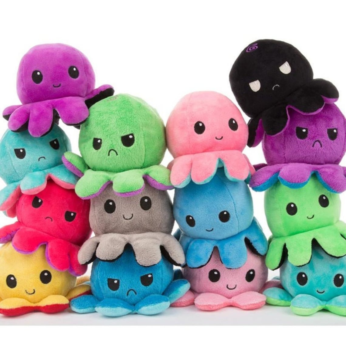 Cute Emotion Flip Octopus Toy Stuffed Plush Angry Flip Happy | Etsy