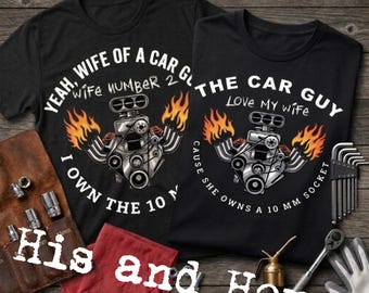 His and Her Car T shirt designs Couples tshirt his and her Hot rod t shirt designs for His and Her Tee designs for Car Lovers Comfort Colors