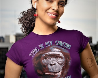 Funny Monkey Circus JPEG, PNG, Sublimation Design Download, Print Transfer, Digital Download.