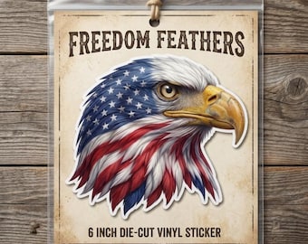 Large Kiss Cut Sticker, Car, Motorcycle Helmets Patriotic Flag Eagle Stickers Decals American Flag Sticker Gift American Eagle Sticker Art