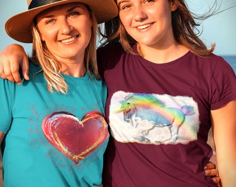 Magical Fantasy Rainbow Unicorn and Princess Heart PNG shirt Sublimation Downloads Great Birthday gift for kids or adult's, timeless charm.