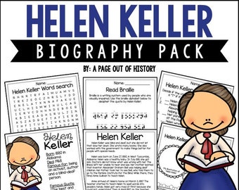 Helen Keller Biography Unit Pack | 3-5 | Homeschool | Social Studies Printable Worksheets | Social Studies | Womens History Month