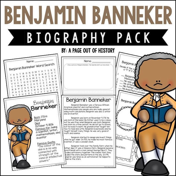 Benjamin Banneker Biography Unit Pack | 3-5 | Homeschool | Social Studies Printable Worksheets | Social Studies | Black History Month