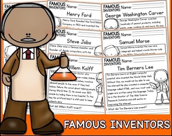 Famous Inventors Reading Comprehension Passages | K-2 | Homeschool | Social Studies Printable Worksheets | American World History