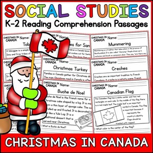 1st 2nd Grade Reading Comprehension | Christmas in Canada Passages & Questions | Classroom, Homeschool | No Prep Printable | Holidays