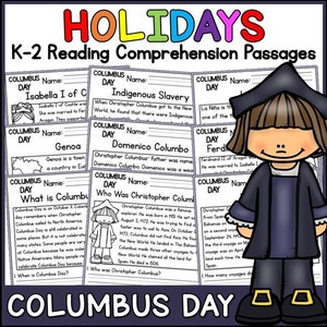 1st 2nd Grade Reading Comprehension | Columbus Day Passages & Questions | Classroom, Homeschool | No Prep Printable | Standards-Aligned