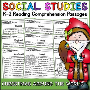 1st 2nd Grade Reading Comprehension | Christmas Around the World Passages & Questions | Classroom, Homeschool | No Prep Printable | Holidays