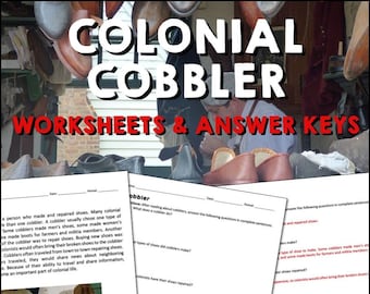 Koloniale Cobbler-Arbeitsblätter lesen, Fragen mit Antwortschlüssel, Amerikanische Revolution, Unterrichtsplan für Kinder, Aktivitäten für Kinder, Übungsseiten für Homeschool