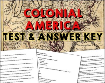 Kolonialamerika Test und Antwortschlüssel, druckbare Seiten der amerikanischen Geschichte, Homeschool Ressourcen, Kinderaktivität, Lesepassagen und Fragen