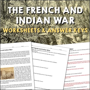 French and Indian War Reading Arbeitsblätter und Lösungsschlüssel | 6-12 | Hausschule | Amerikanische Geschichte Arbeitsblätter | Kolonialstundenplan