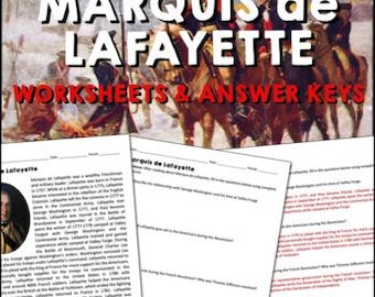 Marquis De Lafayette American Revolution Reading Worksheets & Answer ...