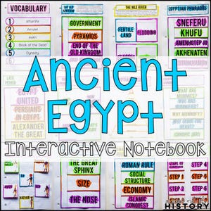 Cuaderno interactivo sobre el Antiguo Egipto, estudio de la civilización egipcia, estudios sociales, páginas de actividades para estudiantes, descarga instantánea en PDF, plan de lección.