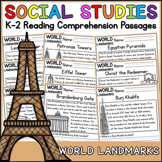 famous world landmarks reading comprehension passages k 2 etsy hong kong
