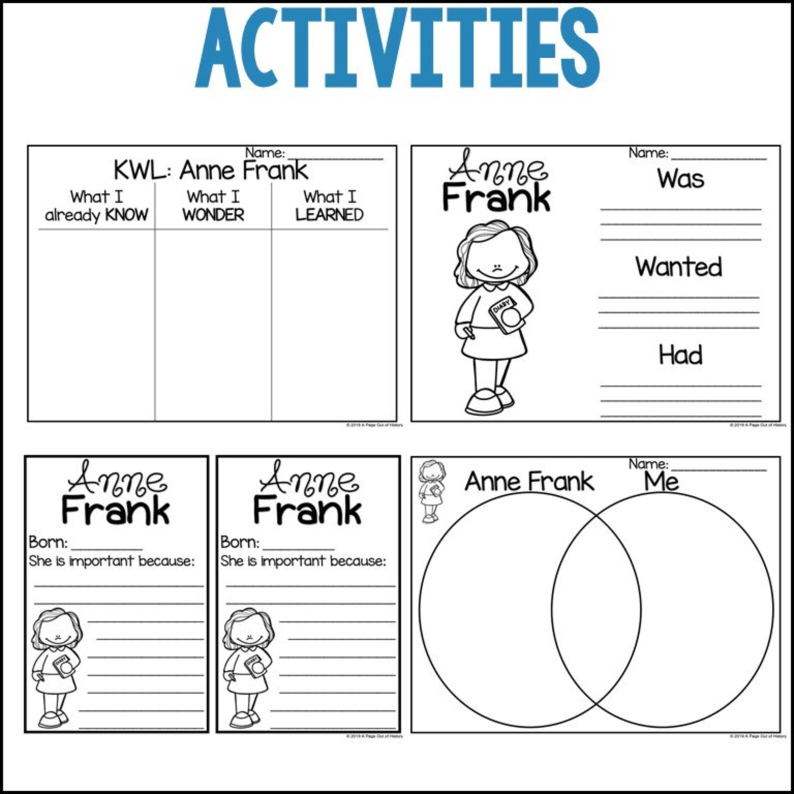 Biography Activities for Kids | Anne Frank Reading Comprehension ...
