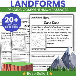 U.S. Landforms Activities, Geography, maps skills, Oasis, Delta, Insland, Canyon, Valley, Hill Worksheet for Kids