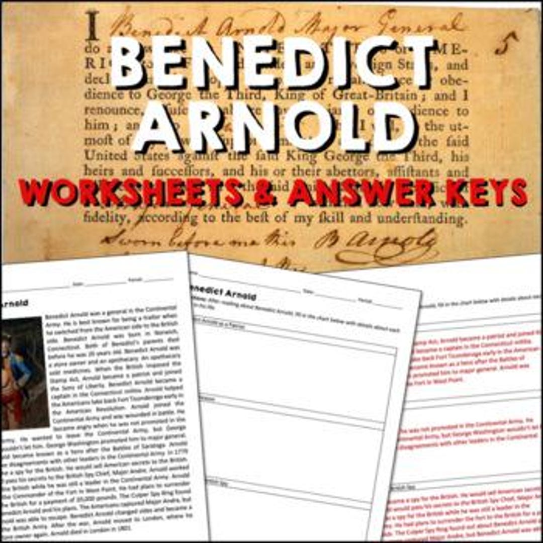 Benedict Arnold American Revolution Reading Comprehension Worksheets ...