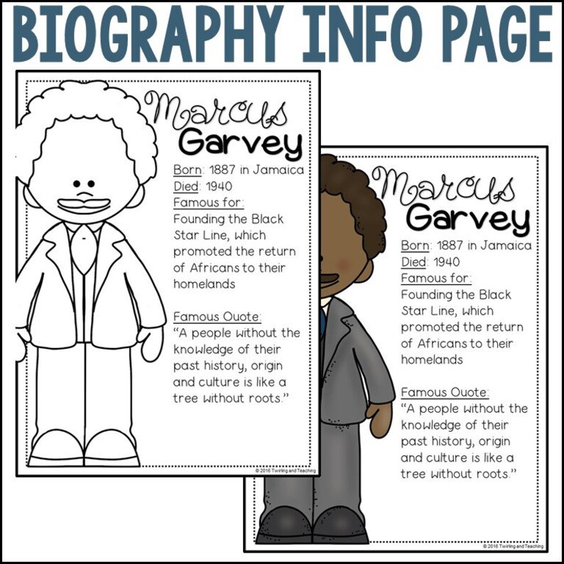 Marcus Garvey Biography Unit Pack | 3-5 | Homeschool | Social Studies ...