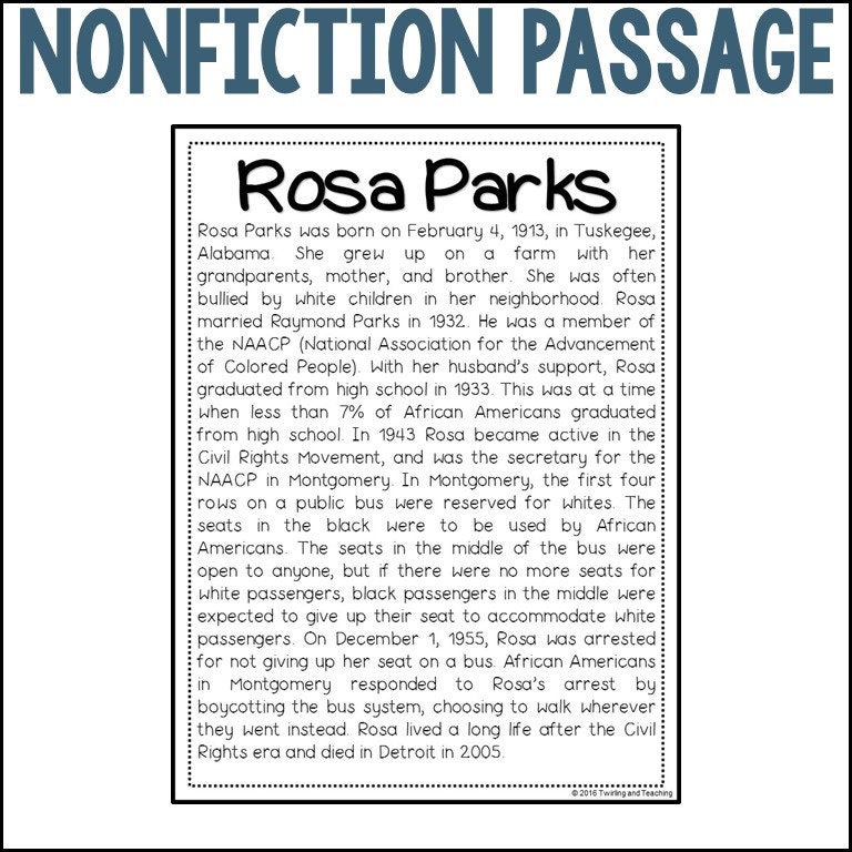 Rosa Parks Biography Unit Pack | 3-5 | Homeschool | Social Studies ...
