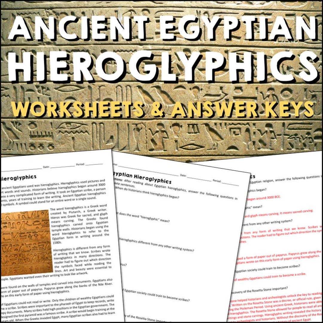 Ancient Egyptian Hieroglyphics Reading Worksheets and Answer Keys - Etsy
