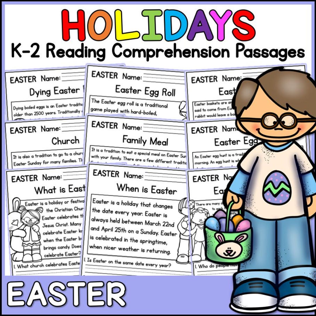 K-2 Easter Reading Comprehension Worksheets, Christian Easter ...