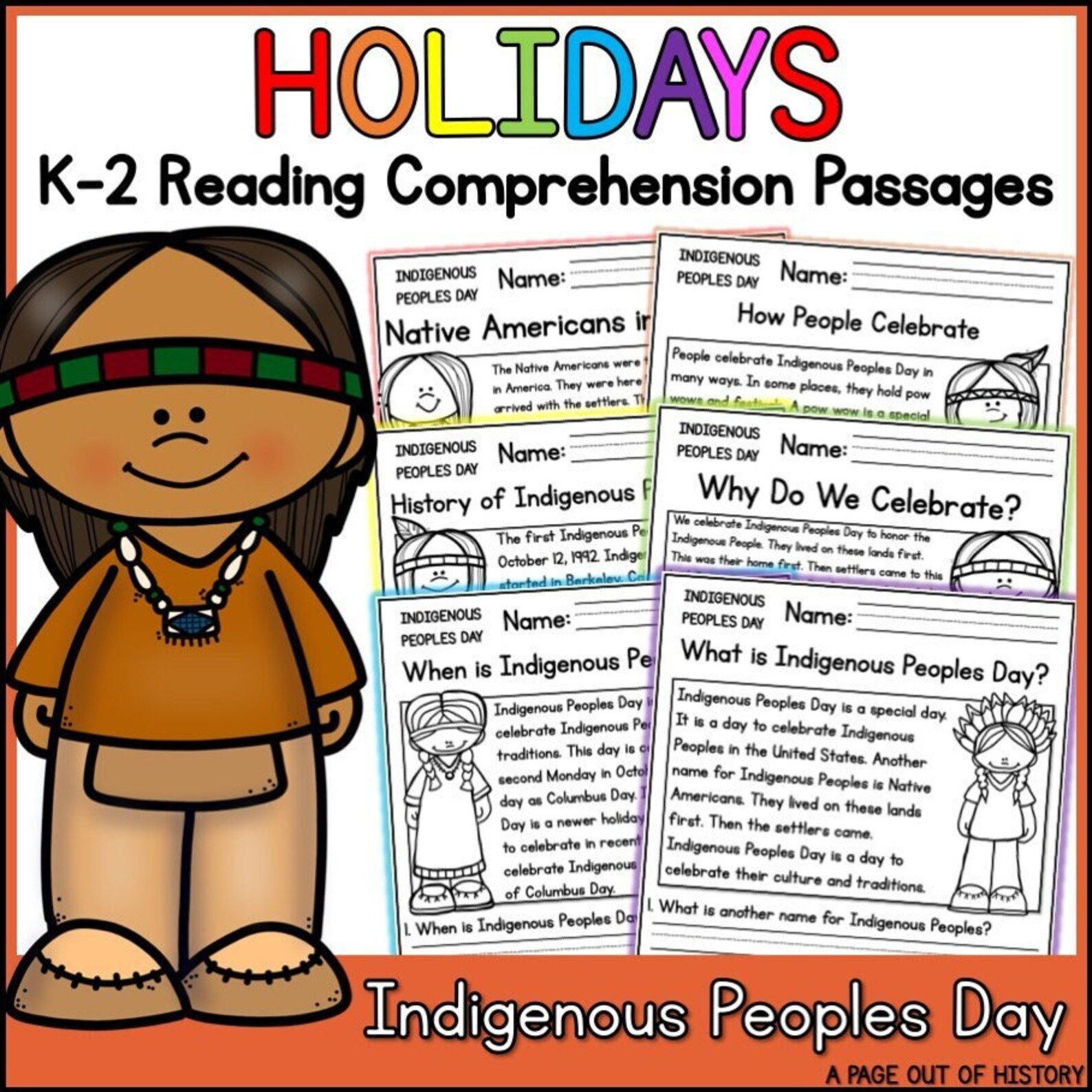 Indigenous Peoples Day Holidays Reading Comprehension Passages K2