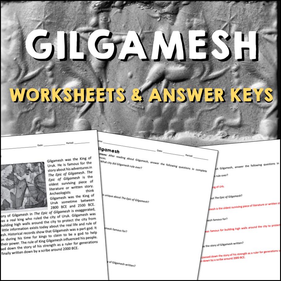 Gilgamesh Ancient Mesopotamia Reading Worksheets and Answer Keys ...