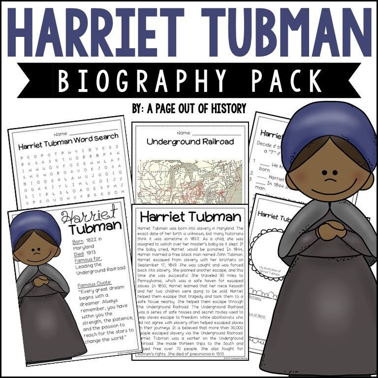 Harriet Tubman 3rd-5th Grade Biography Unit | Reading Passage & Activities | Classroom, Homeschool | No Prep Printable | Standards-aligned - Etsy harriet-tubman-3rd-5th-grade-biography-unit-reading-passage-activities-classroom-homeschool-no-prep-printable-standards-aligned-etsy