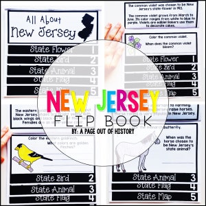 New Jersey 3.-5.Grad Zustandsunterricht | Symbole, Karte, Flagge, Lesen, Schreiben, Vokabeln | Klassenzimmer, Homeschool | Keine Prep Druckbar | Geschichte der USA