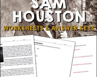 Sam Houston Westward Expansion Reading Comprehension Worksheets ...