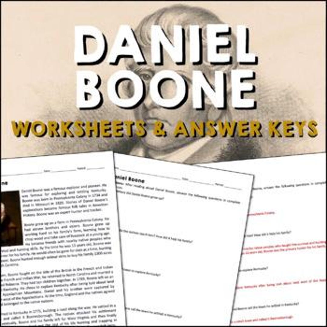 Daniel Boone Westward Expansion Reading Worksheets, Passages for ...