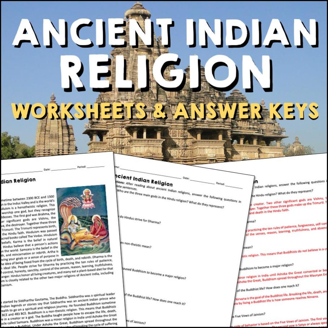 Ancient India Religion Reading Comprehension Worksheets, Religious ...