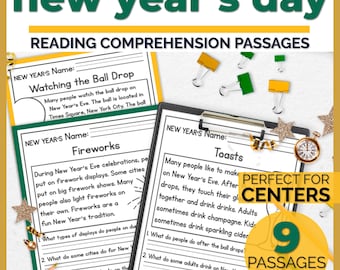New Years 2026 Reading Comprehension Passages Questions January Reading ...